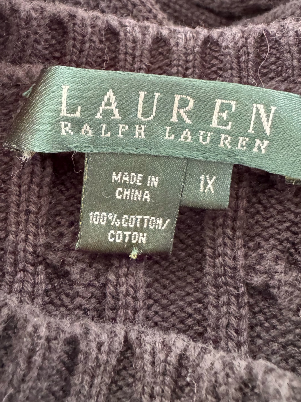 Lauren Ralph Lauren Black Cable-Knit Crewneck Sweater - Picture 4 of 5